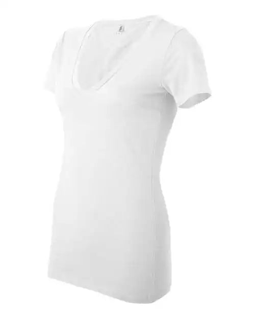 Bella + Canvas 6035 Womens Jersey Deep V-neck Tee - White