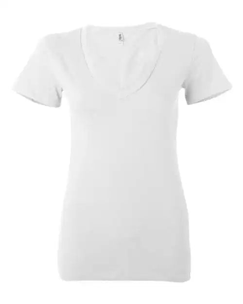 Bella + Canvas 6035 Womens Jersey Deep V-neck Tee - White