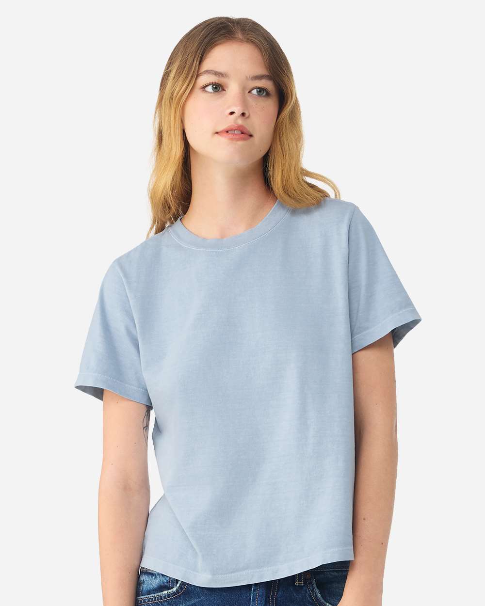 Bella + Canvas 6110gd Women’s Garment-dyed Tee - Light Washed Denim