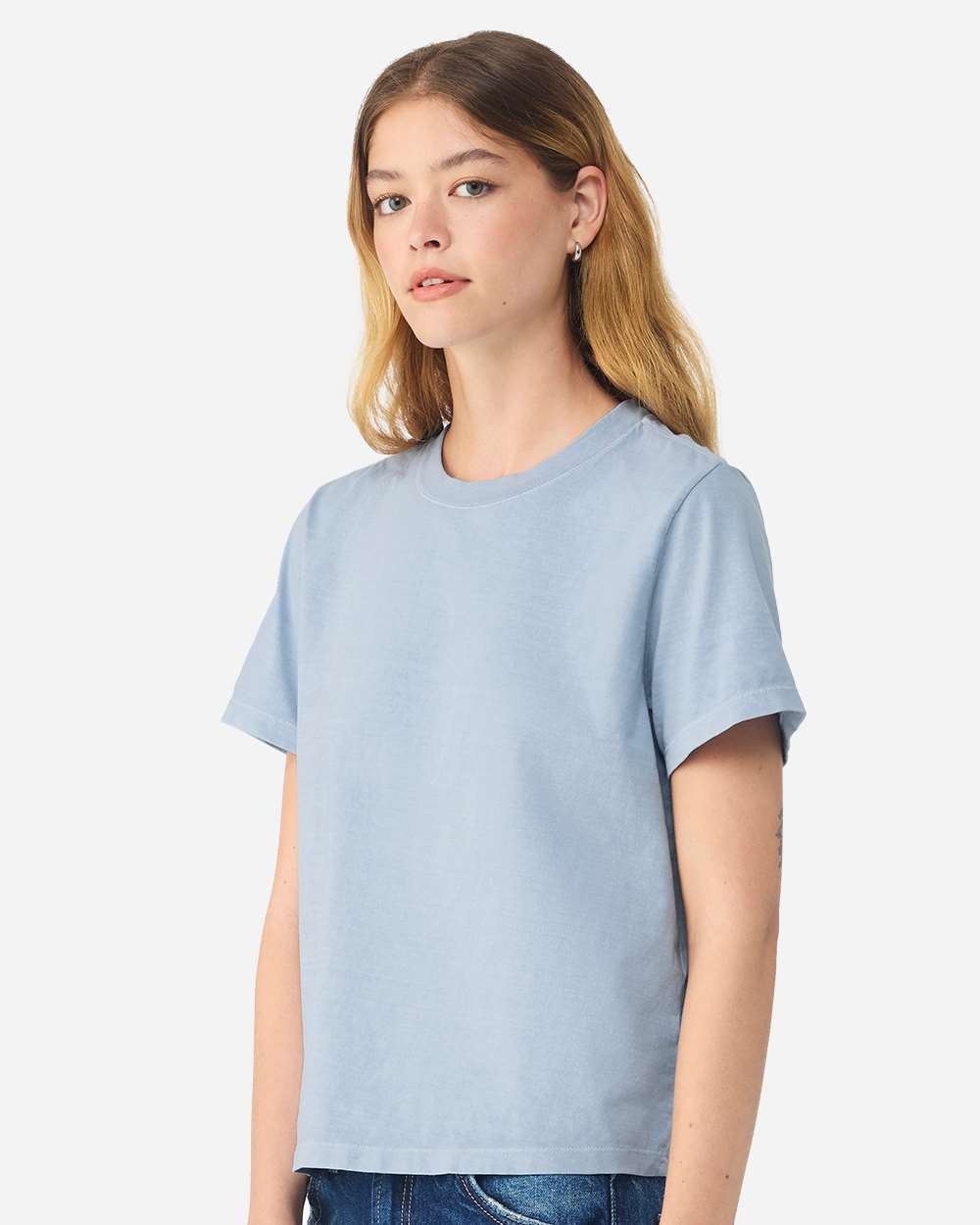 Bella + Canvas 6110gd Women’s Garment-dyed Tee - Light Washed Denim