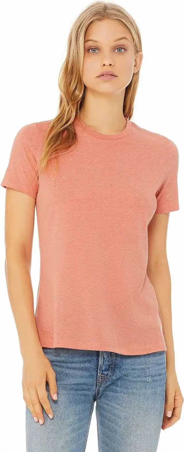 Bella + Canvas 6400 Women’s Relaxed Jersey Short Sleeve Tee Heather Sunset
