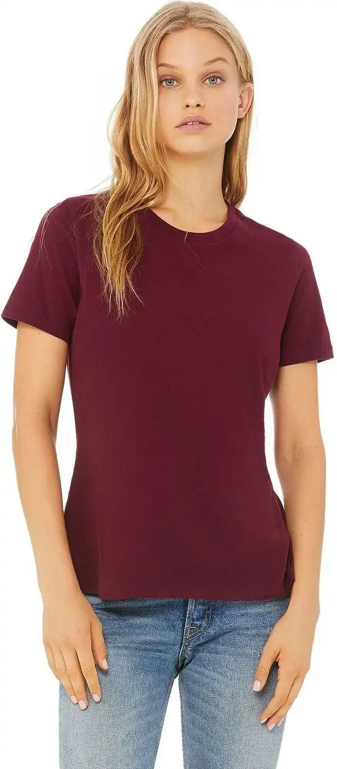 Bella + Canvas 6400 Women’s Relaxed Jersey Short Sleeve Tee Maroon
