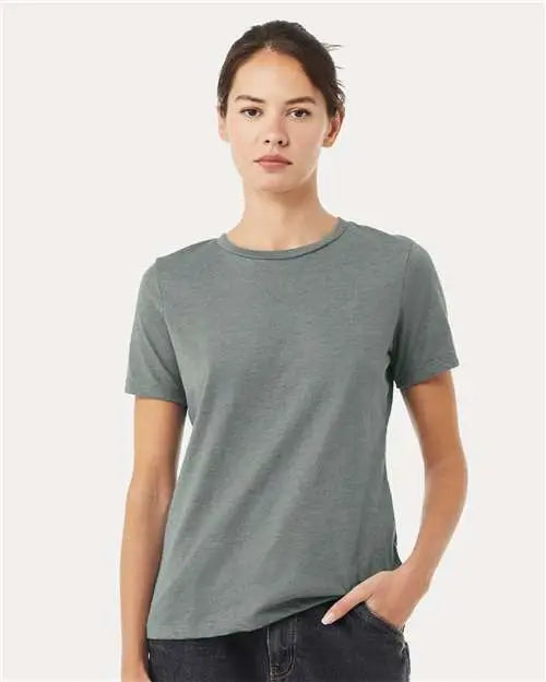 Bella + Canvas 6400cvc Women’s Relaxed Fit Heather Cvc Tee - Blue Storm