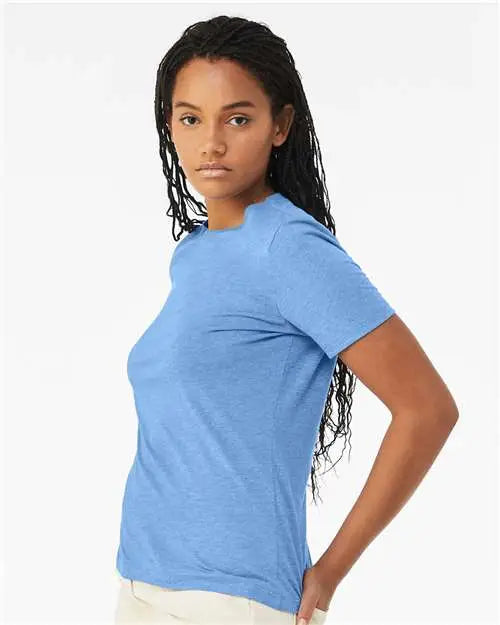 Bella + Canvas 6400cvc Women’s Relaxed Fit Heather Cvc Tee - Carolina Blue