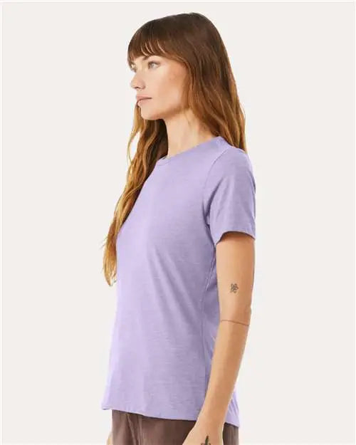 Bella + Canvas 6400cvc Women’s Relaxed Fit Heather Cvc Tee - Dark Lavender