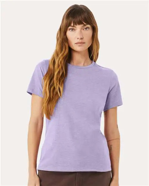 Bella + Canvas 6400cvc Women’s Relaxed Fit Heather Cvc Tee - Dark Lavender
