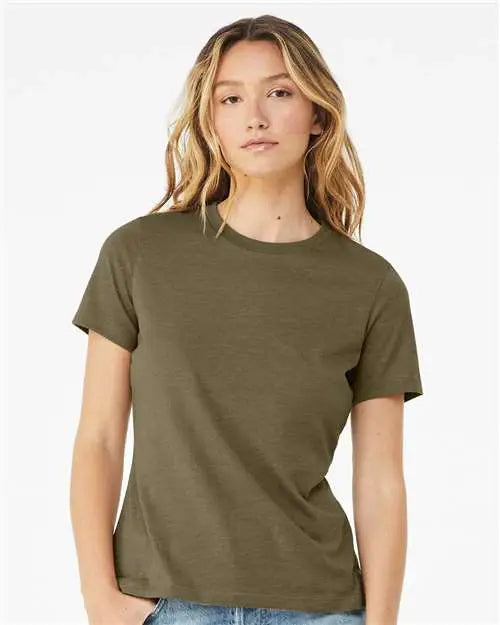 Bella + Canvas 6400cvc Women’s Relaxed Fit Heather Cvc Tee - Olive
