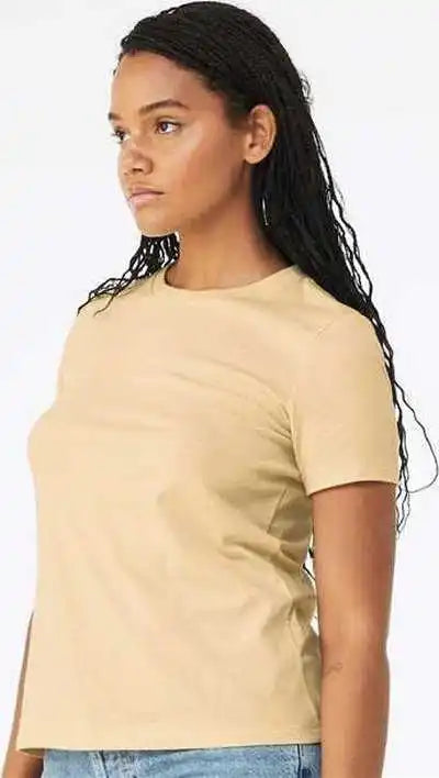 Bella + Canvas 6400cvc Womens Relaxed Fit Heather Cvc Tee Soft Cream