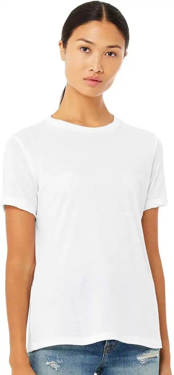 Bella + Canvas 6400cvc Womens Relaxed Fit Heather Cvc Tee Solid White Blend