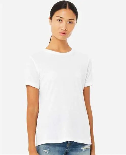 Bella + Canvas 6400cvc Women’s Relaxed Fit Heather Cvc Tee - Solid White Blend