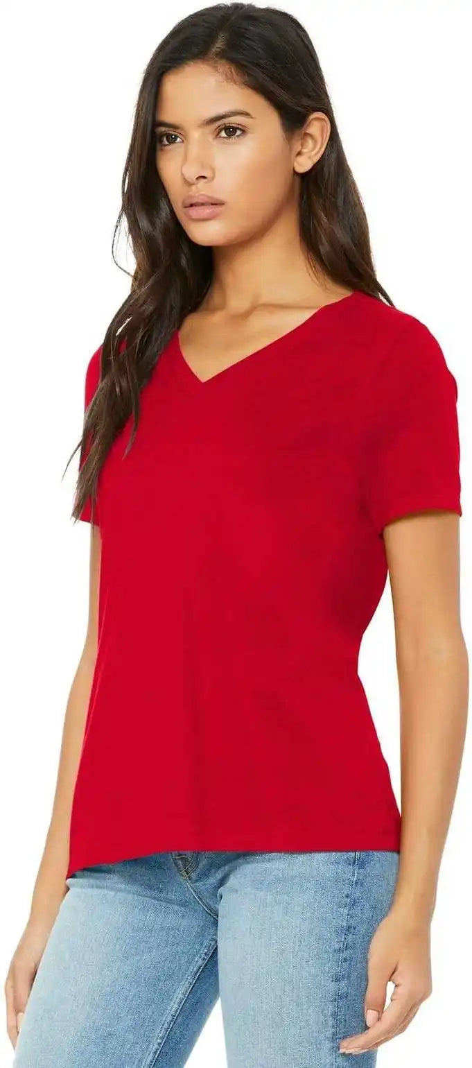 Bella + Canvas 6405 Women’s Relaxed Jersey Short Sleeve v Neck Tee Red