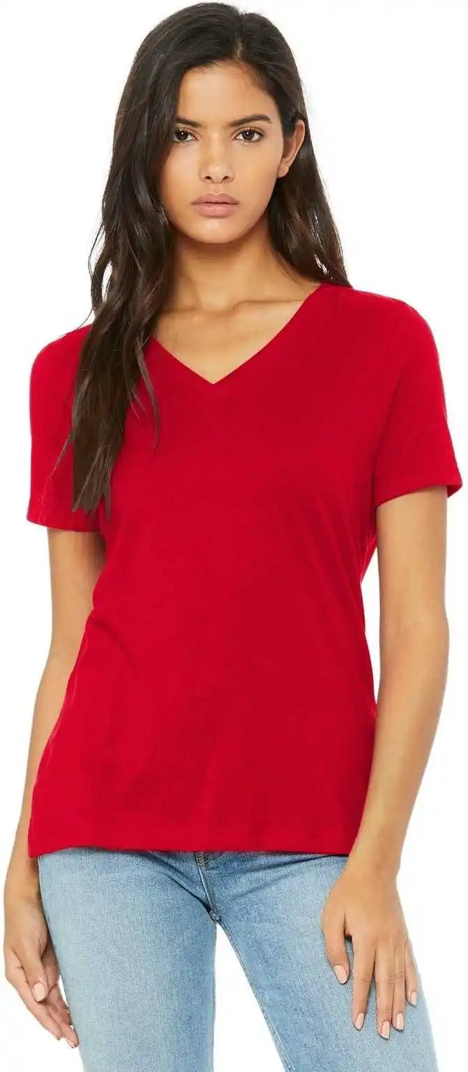 Bella + Canvas 6405 Women’s Relaxed Jersey Short Sleeve v Neck Tee Red