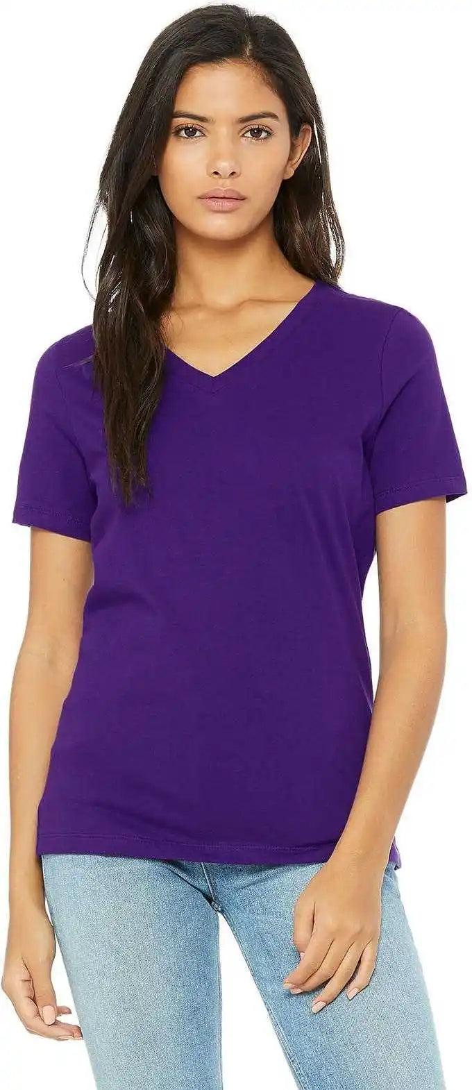 Bella + Canvas 6405 Women’s Relaxed Jersey Short Sleeve v Neck Tee Team Purple