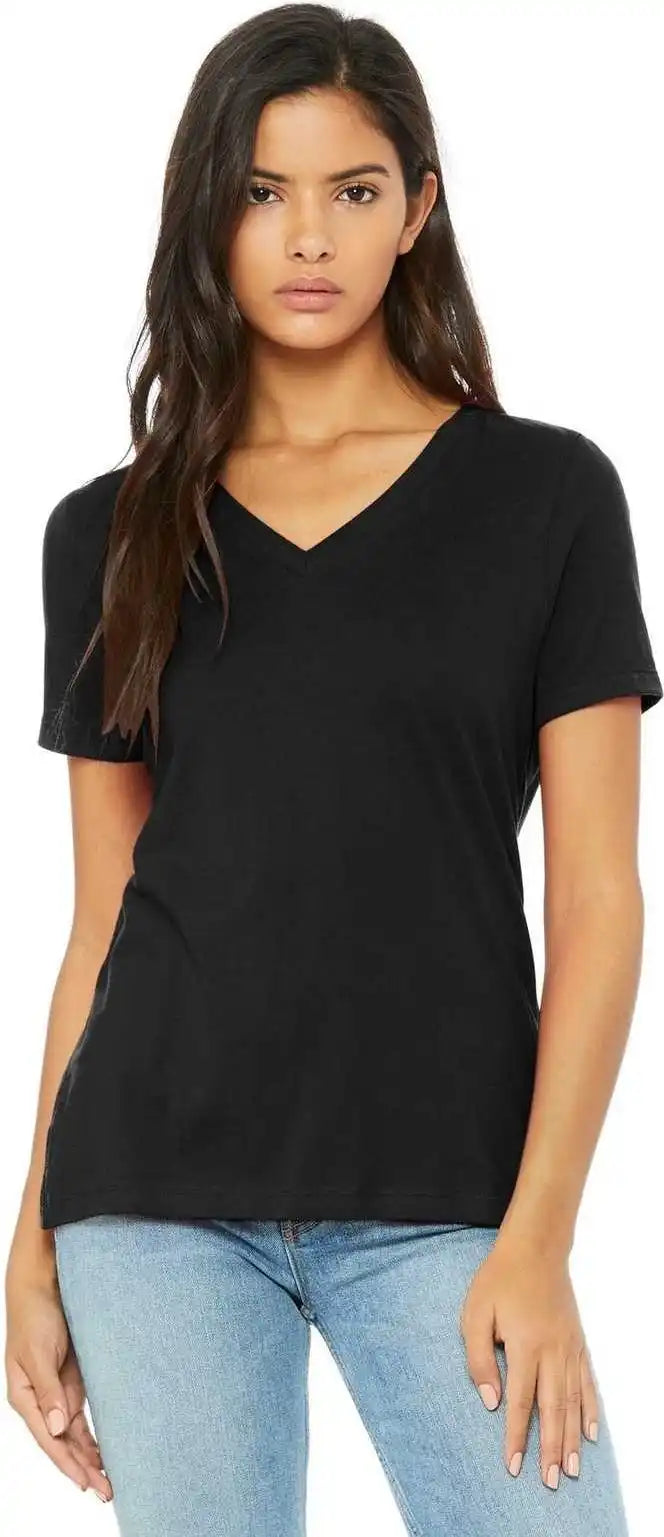 Bella + Canvas 6405 Women’s Relaxed Jersey Short Sleeve v Neck Tee Black