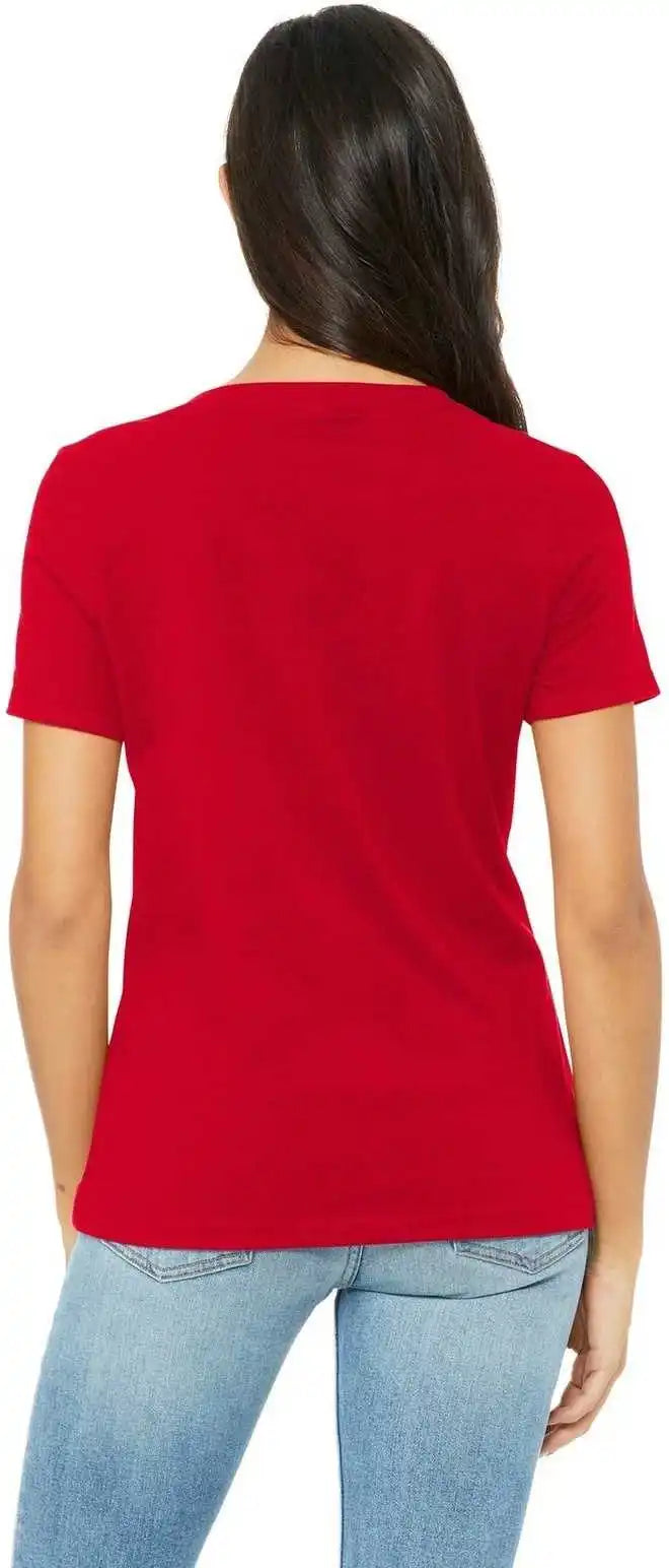 Bella + Canvas 6405 Women’s Relaxed Jersey Short Sleeve v Neck Tee Red