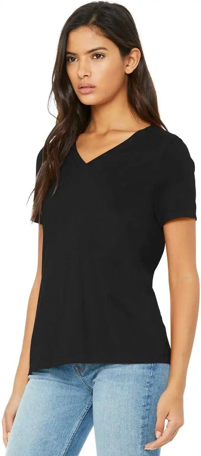 Bella + Canvas 6405 Women’s Relaxed Jersey Short Sleeve v Neck Tee Black