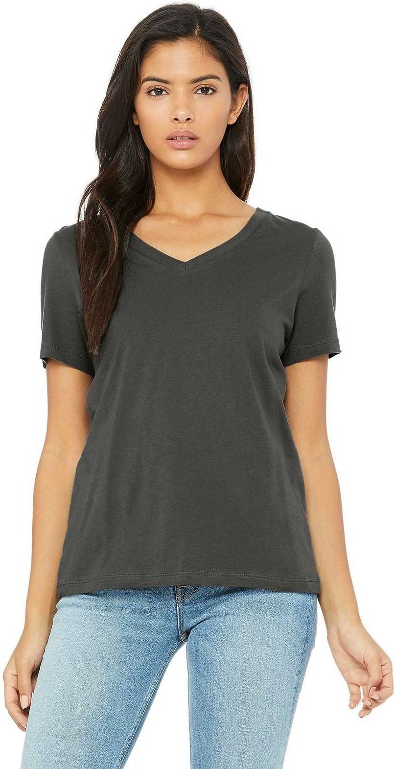 Bella + Canvas 6405 Women’s Relaxed Jersey Short Sleeve V-neck Tee - Asphalt