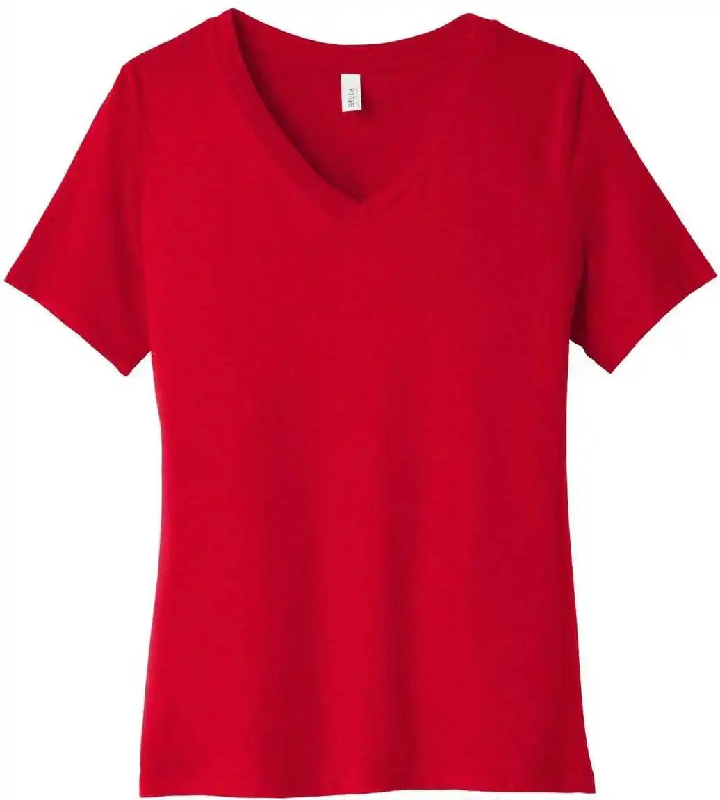 Bella + Canvas 6405 Women’s Relaxed Jersey Short Sleeve v Neck Tee Red