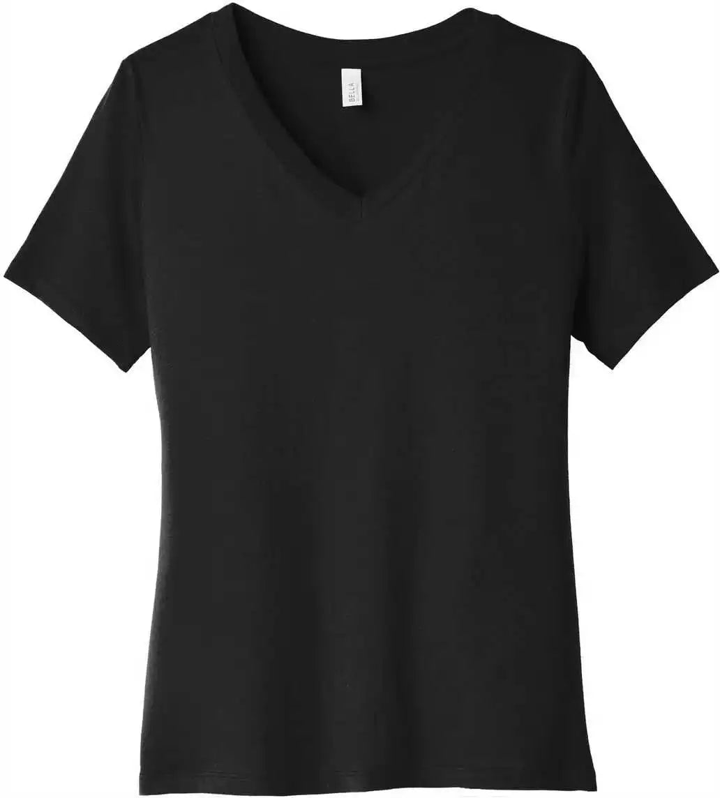 Bella + Canvas 6405 Women’s Relaxed Jersey Short Sleeve v Neck Tee Black
