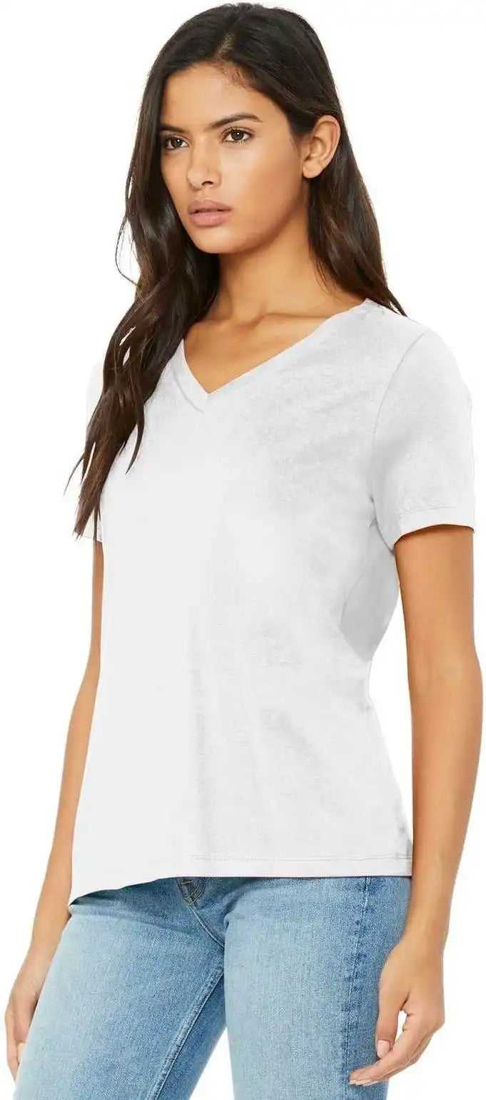 Bella + Canvas 6405 Women’s Relaxed Jersey Short Sleeve v Neck Tee White