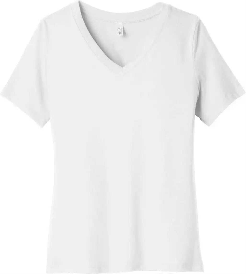 Bella + Canvas 6405 Women’s Relaxed Jersey Short Sleeve v Neck Tee White
