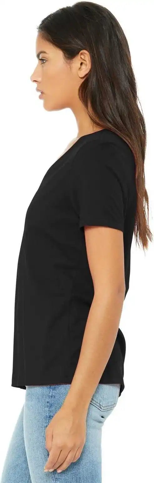 Bella + Canvas 6405 Women’s Relaxed Jersey Short Sleeve v Neck Tee Black