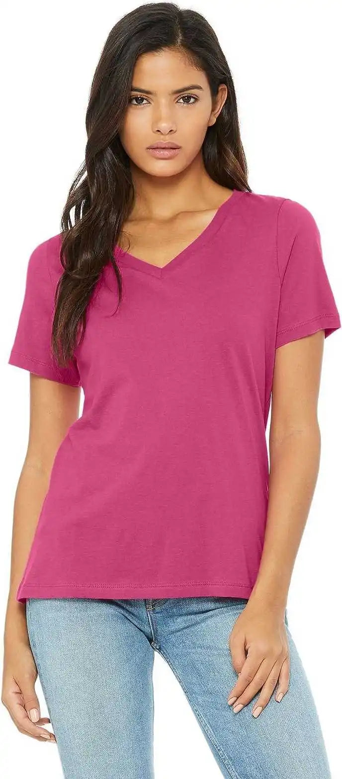 Bella + Canvas 6405 Women’s Relaxed Jersey Short Sleeve v Neck Tee Berry