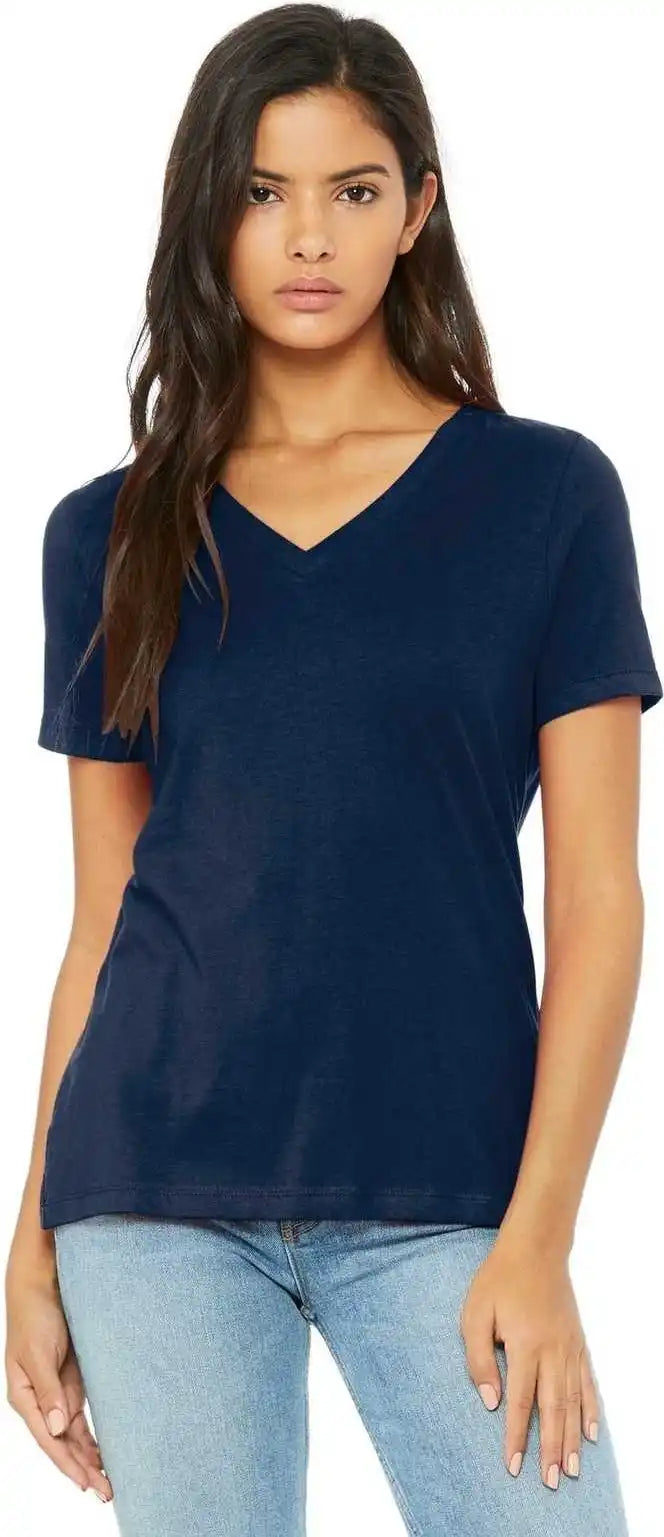 Bella + Canvas 6405 Women’s Relaxed Jersey Short Sleeve v Neck Tee Navy