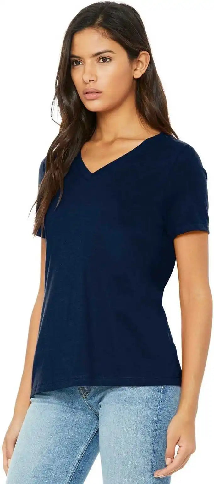 Bella + Canvas 6405 Women’s Relaxed Jersey Short Sleeve v Neck Tee Navy