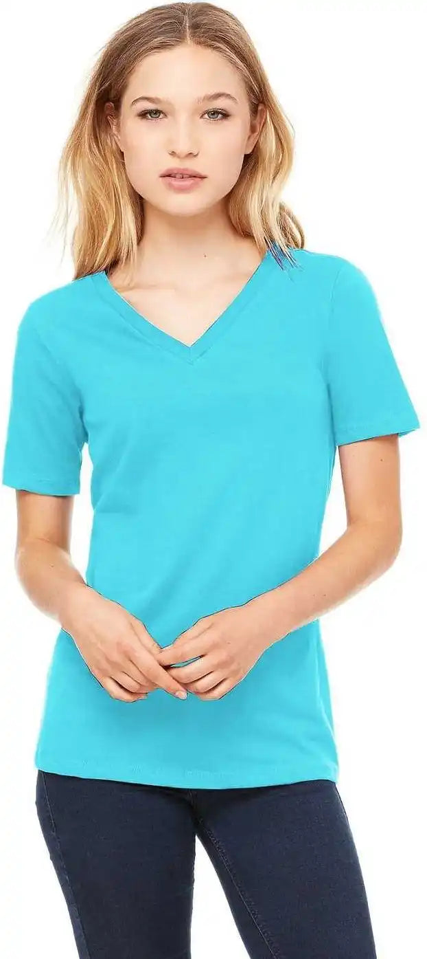 Bella + Canvas 6405 Women’s Relaxed Jersey Short Sleeve v Neck Tee Turquoise