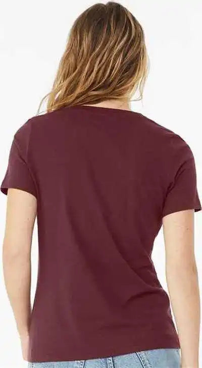 Bella + Canvas 6405 Womens Relaxed Jersey v Neck Tee Maroon