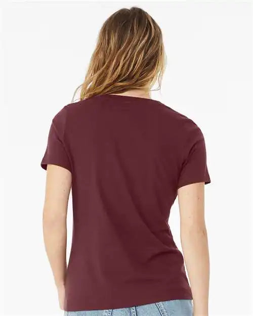 Bella + Canvas 6405 Women’s Relaxed Jersey V-neck Tee - Maroon
