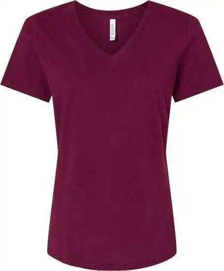 Bella + Canvas 6405 Womens Relaxed Jersey v Neck Tee Maroon