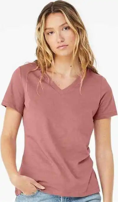 Bella + Canvas 6405 Womens Relaxed Jersey v Neck Tee Mauve