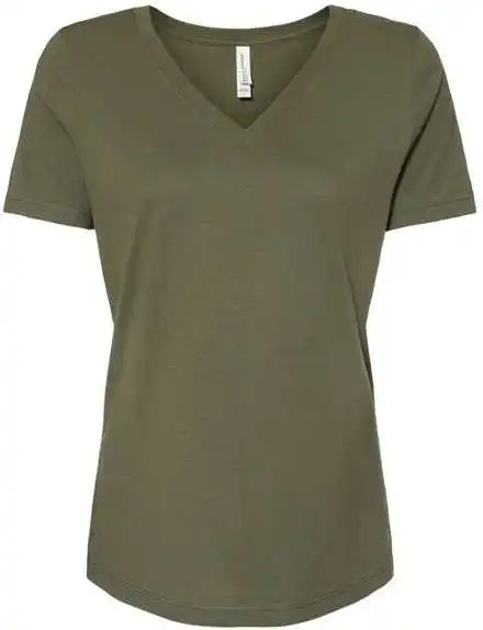 Bella + Canvas 6405 Womens Relaxed Jersey v Neck Tee Military Green
