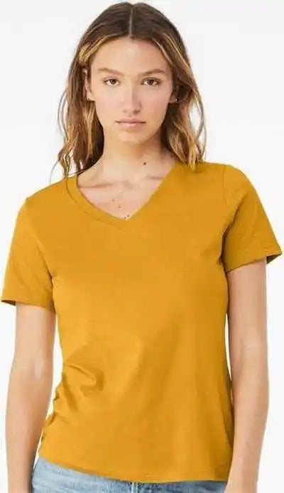 Bella + Canvas 6405 Womens Relaxed Jersey v Neck Tee Mustard