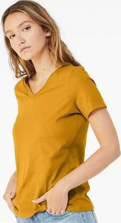 Bella + Canvas 6405 Womens Relaxed Jersey v Neck Tee Mustard
