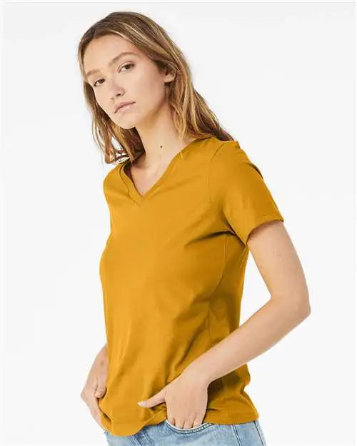Bella + Canvas 6405 Women’s Relaxed Jersey V-neck Tee - Mustard