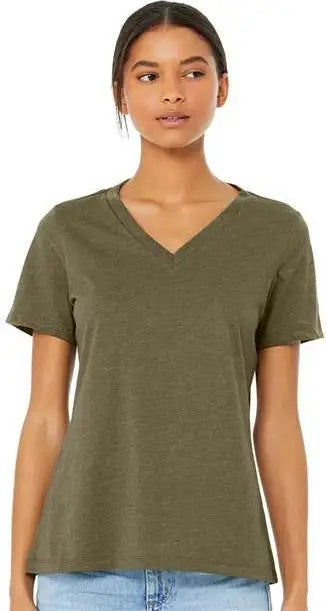 Bella + Canvas 6405cvc Women’s Relaxed Heather Cvc V-neck Tee - Olive