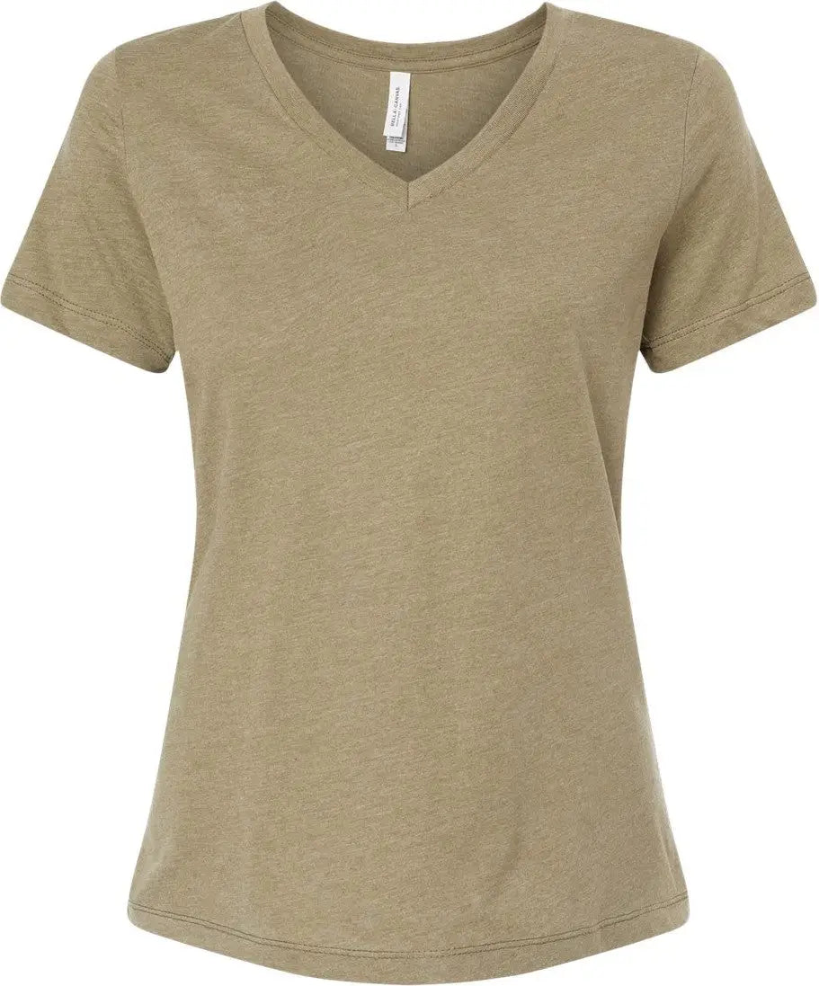 Bella + Canvas 6405cvc Women’s Relaxed Heather Cvc V-neck Tee - Olive - s