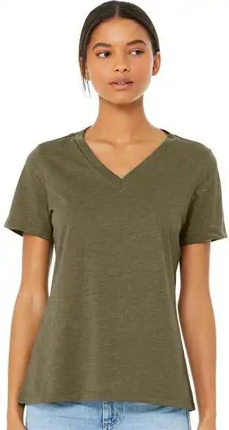 Bella + Canvas 6405cvc Women’s Relaxed Heather Cvc v Neck Tee Olive