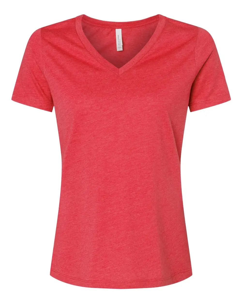 Bella + Canvas 6405cvc Women’s Relaxed Heather Cvc V-neck Tee - Red - s
