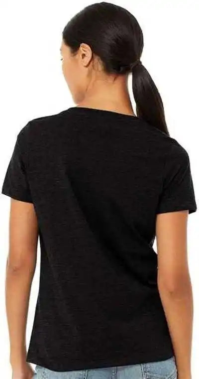 Bella + Canvas 6405cvc Women’s Relaxed Heather Cvc v Neck Tee Solid Black Blend
