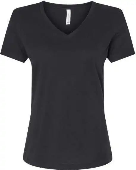 Bella + Canvas 6405cvc Women’s Relaxed Heather Cvc v Neck Tee Solid Black Blend