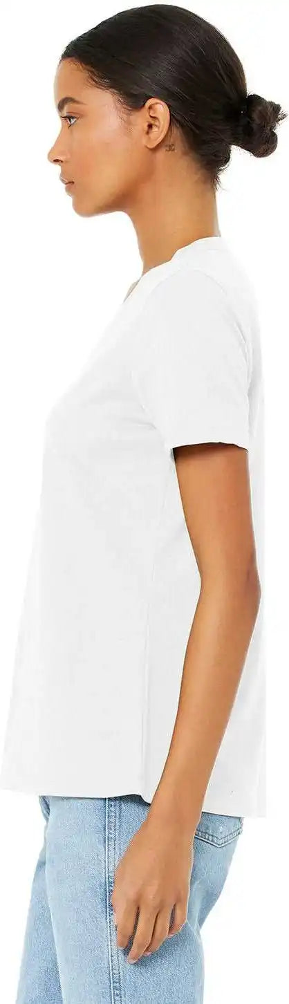 Bella + Canvas 6405cvc Women’s Relaxed Heather Cvc v Neck Tee Solid White Blend
