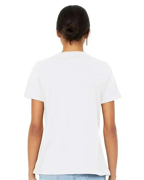 Bella + Canvas 6405cvc Women’s Relaxed Heather Cvc V-neck Tee - Solid White Blend