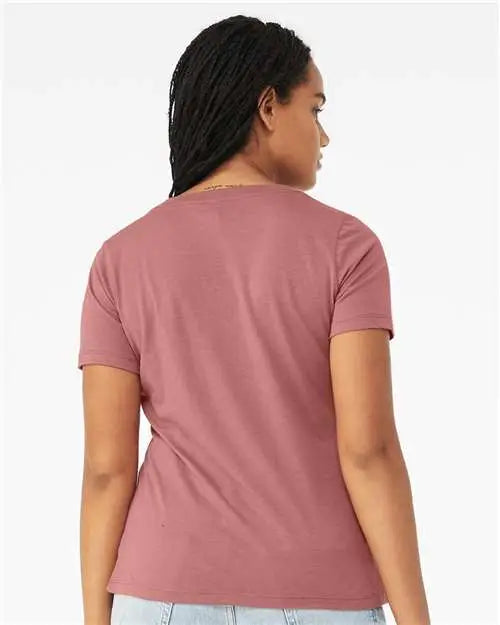 Bella + Canvas 6415 Women’s Relaxed Triblend Short Sleeve V-neck Tee - Mauve