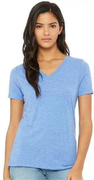 Bella + Canvas 6415 Women’s Relaxed Triblend Short Sleeve v Neck Tee Blue