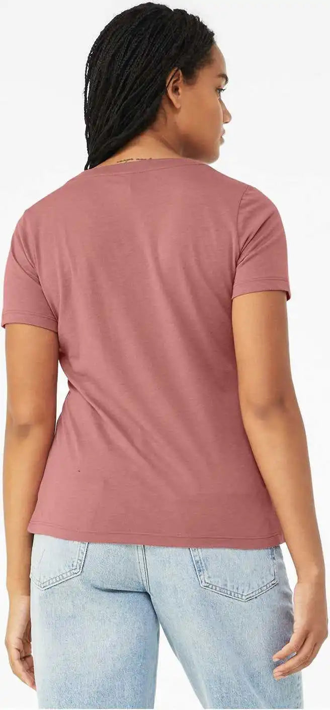 Bella + Canvas 6415 Women’s Relaxed Triblend Short Sleeve v Neck Tee Mauve