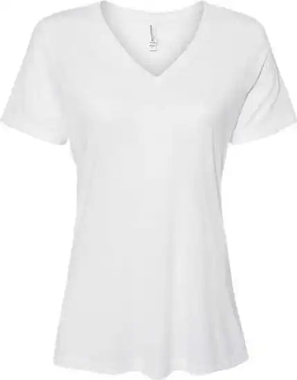 Bella + Canvas 6415 Women’s Relaxed Triblend Short Sleeve v Neck Tee Solid White